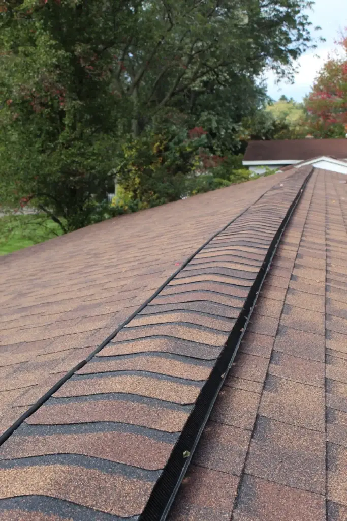 Ridge Vent Style Exhaust Vent on Brick Ranch in Livonia, MI