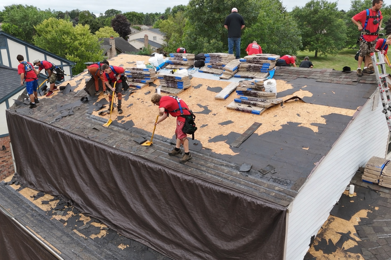 Billy's Roofing Plymouth MI replacing a roof