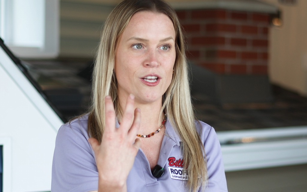 Katelyn with Billy’s Roofing talks through roof repair findings and helps homeowners understand what their roof needs.